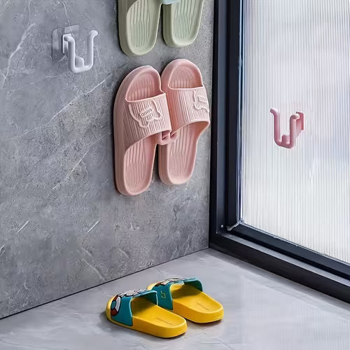 4pcs Set of Self-Adhesive Slippers Rack Organizer