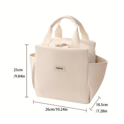 1pc Cute Bee & Heart Print Insulated Lunch Bag