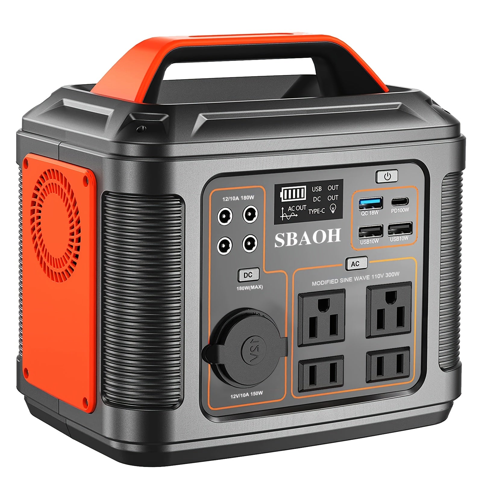 SBAOH 300W Portable Power Station 296Wh 80000mAh Solar