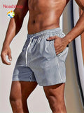 Summer Men's Striped Print Beach Shorts