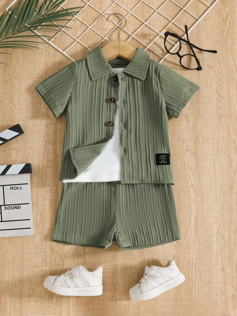 Baby Boy Summer Casual Shirt and Sports Shorts 2pcs Set