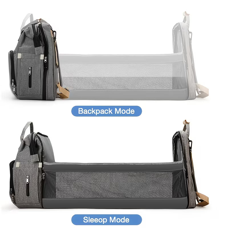 Foldable Mom Diaper Backpack with Convertible Travel