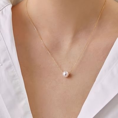 1pc Women' Bohemian & White Necklace - Golden-Tone