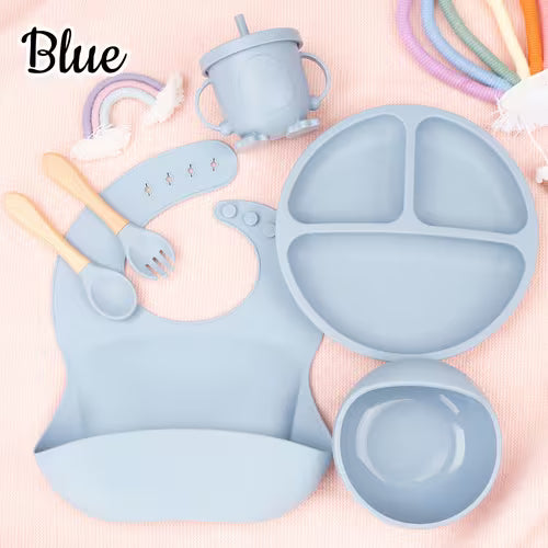 6pcs Silicone Weaning Set/Baby Plate/Cartoon Weaning