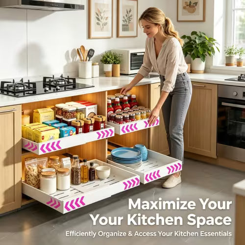 1 Telescopic Slide-out Drawer Kitchen Organizer with
