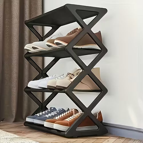 4-Tier Heavy-Duty Shoe Rack - Stainless Steel