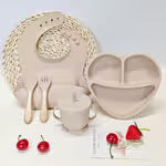 5pcs Baby Feeding Silicone Tableware Set