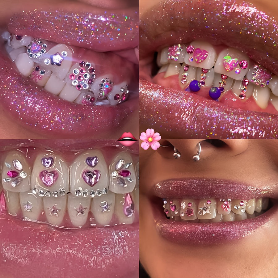 44pcs Cute Geometric Shape DIY Tooth Jewelry Set