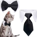 Adjustable Black & White Bow Tie Collar for Small Dogs