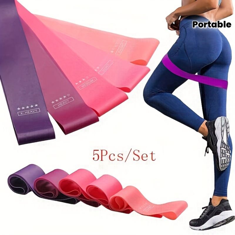 5pcs/Set Portable Resistance Band Set - Elastic Bands