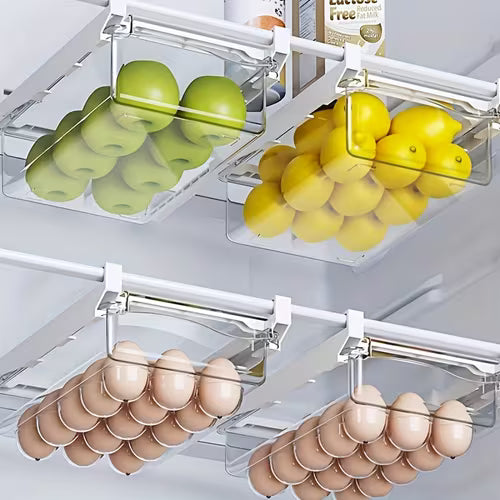 Clear Pull-Out Refrigerator Storage Boxes - Food-Grade