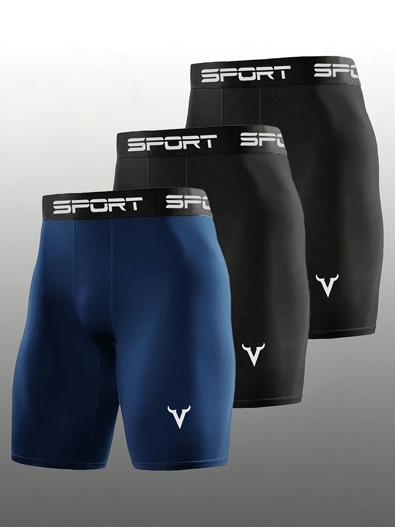 3 Men's Athletic Compression Shorts Spandex Sports