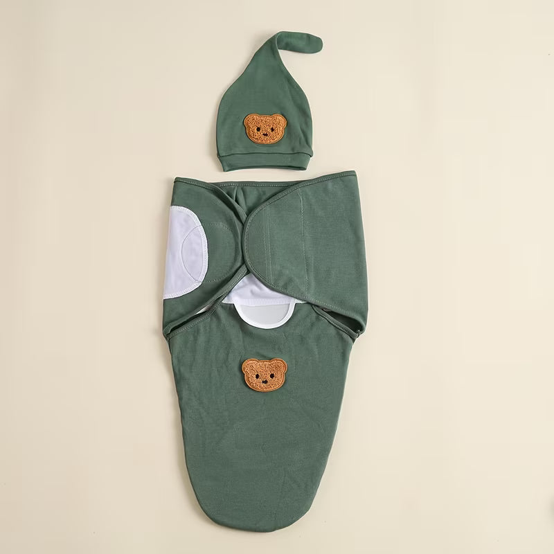 Pure Baby Swaddle and Hat Set
