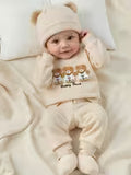 Newborn Baby Boy Cartoon Bear Embroidered Sweatshirt