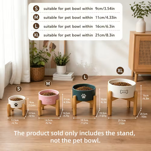 Bamboo Elevated Pet Bowl Stand