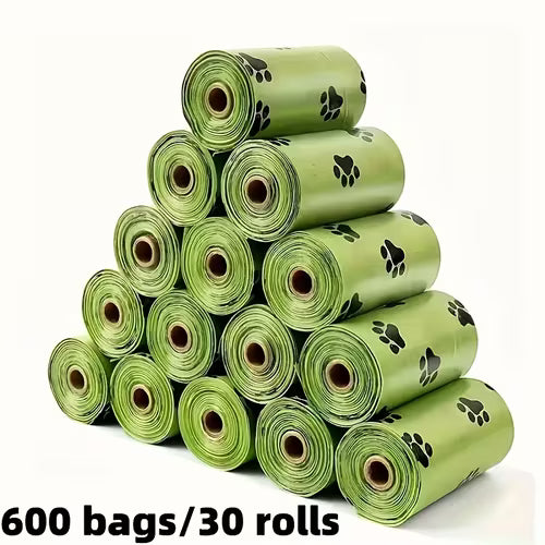 Leak-Resistant Dog Waste Bags Featuring a Paw Print
