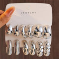 1/3/6 Pair of Women's C-shaped Pendant Earrings Set