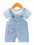 Boys' Baby Elephant Print Imitation Denim Pocket
