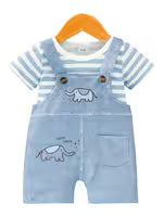 Boys' Baby Elephant Print Imitation Denim Pocket