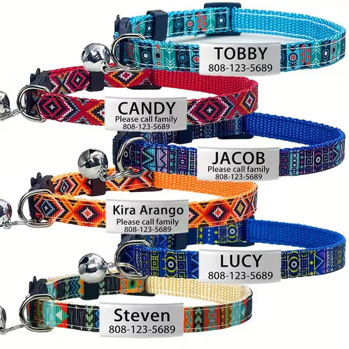 Customizable Soft Polyester Cat Collars with Bohemian