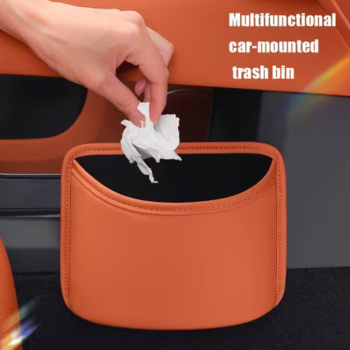 YASEENLIN PU Leather Car Organizer Box & Trash Can