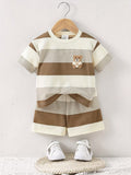 2pcs Toddler Shorts Set Summer Fashion Bear Pattern
