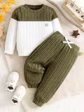 2pcs Set for Boys and Children: Color-Block Long