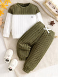 2pcs Set for Boys and Children: Color-Block Long
