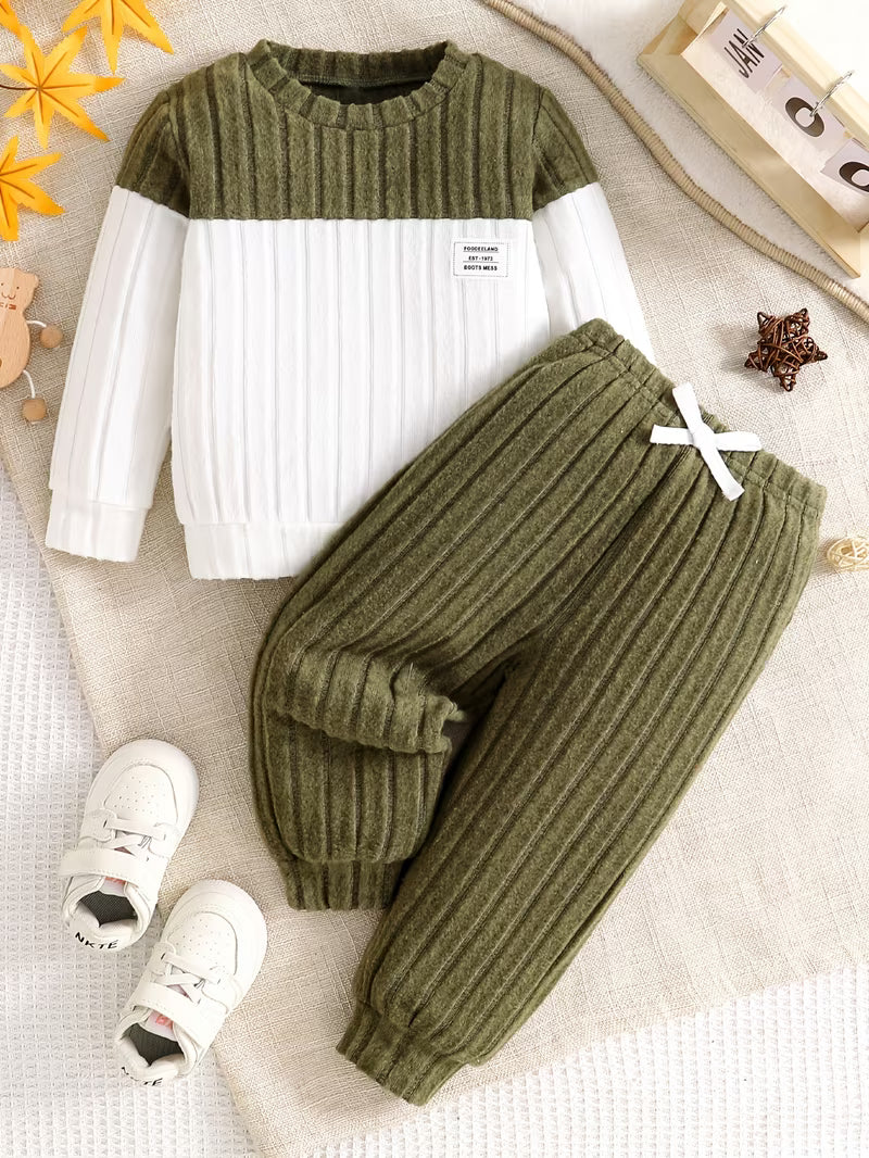 2pcs Set for Boys and Children: Color-Block Long