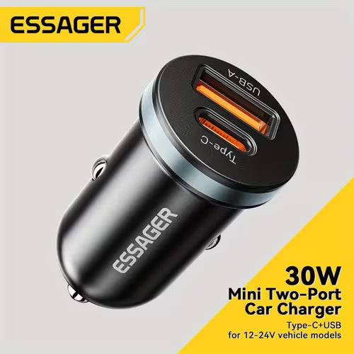 1 Pack Essager 30W USB Type-C In-car Charger Type-C