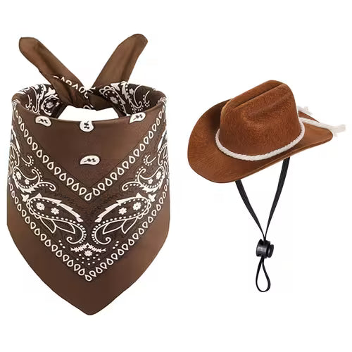 2pcs Mini Western Cowboy Small Dog Costume Set with