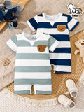 Bear Pattern Two-Piece Short-Sleeved Romper for Baby