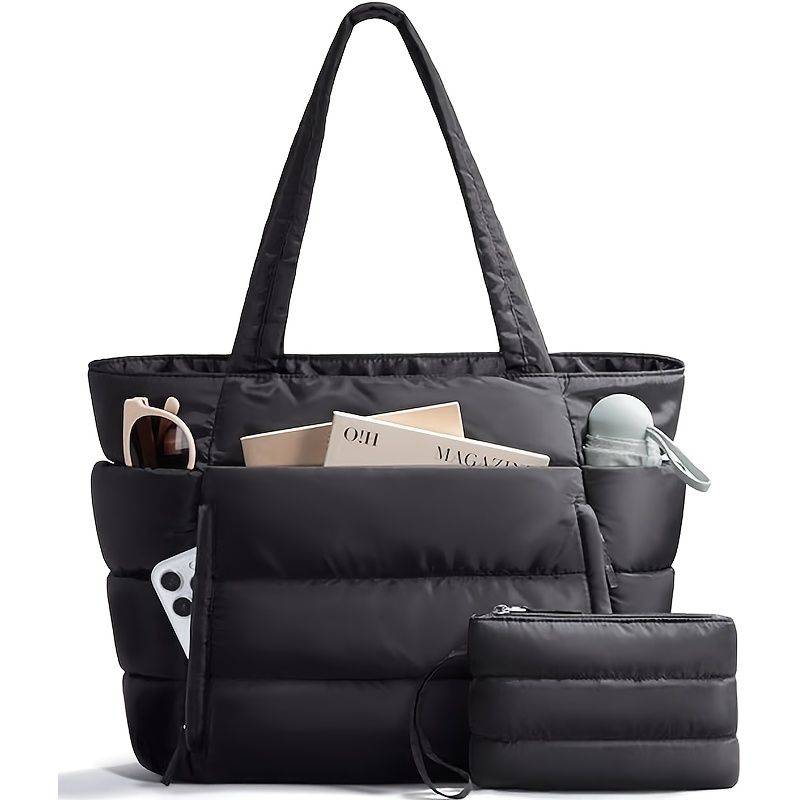 Women's Multi-Compartment Quilted Tote Bag