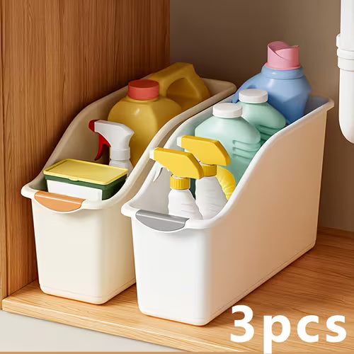 A Set of Three Plastic Multifunctional Storage Boxes