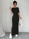 Black Slit Dress | Tailored for Women | Spring Summer