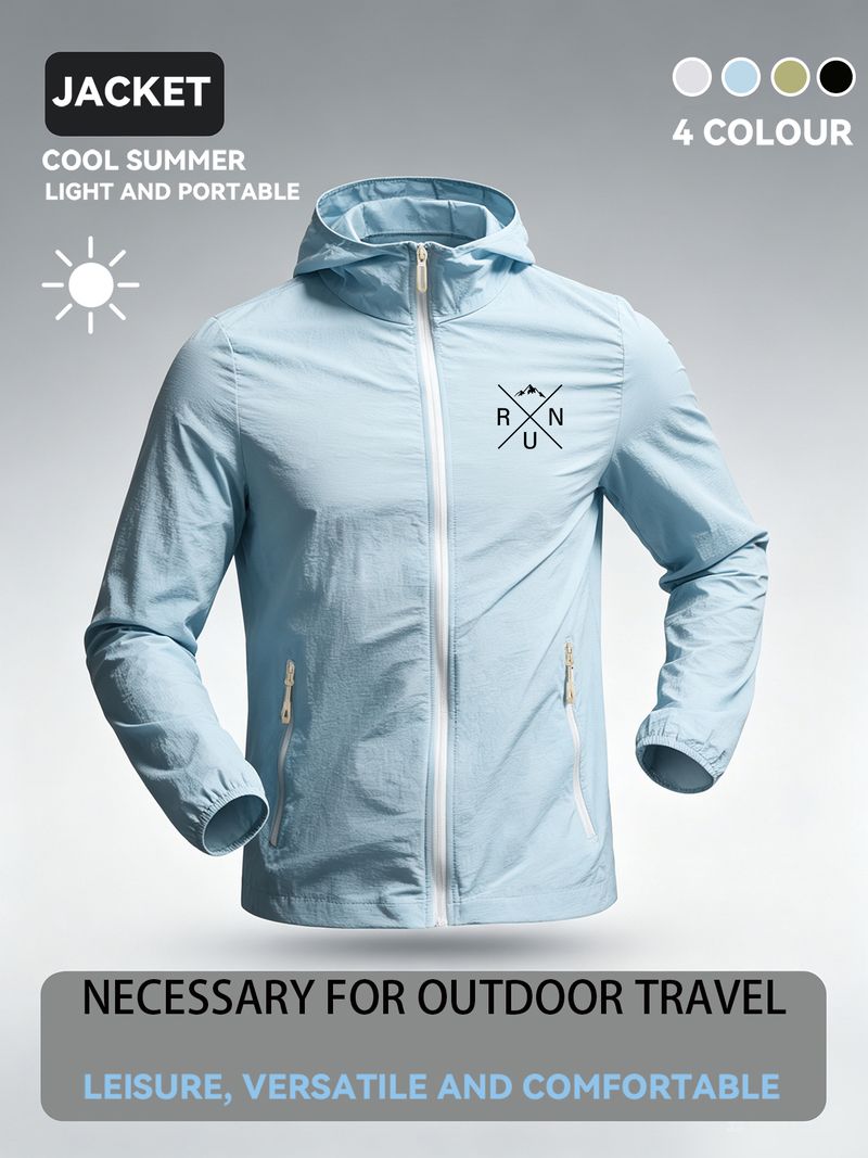 Minimalist Trendy Style "RUN Crossed Letters Mountain