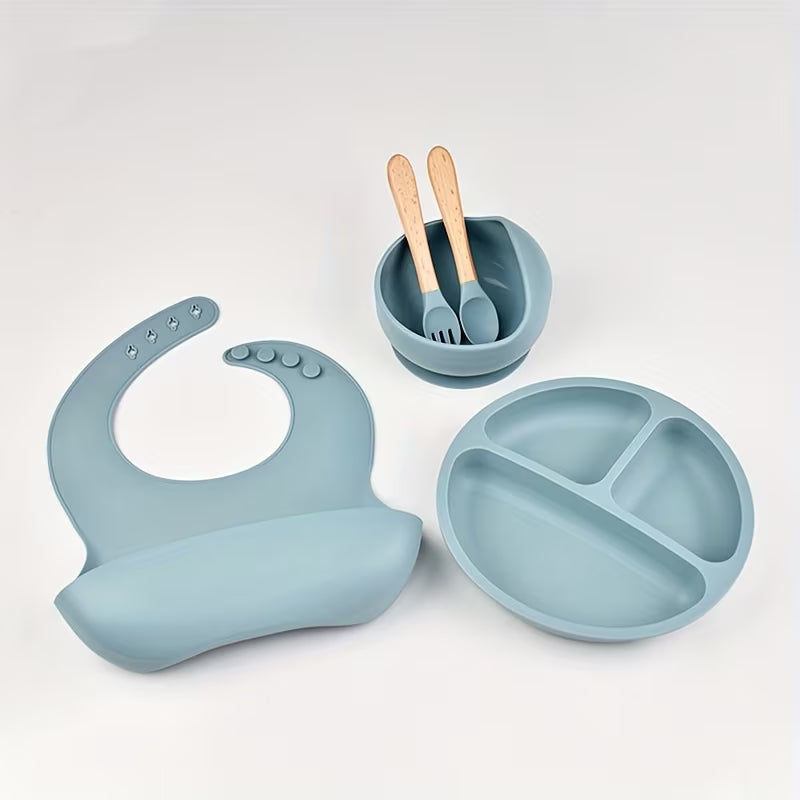 5pcs Toddler Silicone Dinnerware Set - Food-Grade
