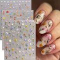 3pcs summer small wild flowers and plants relief nail