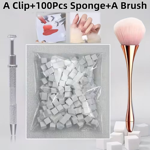 3 pcs Set of 100 Sponge Pieces + 1 Clip + 1