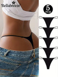 5pcs BellaBreeze Women's Low-Rise V-String Panties