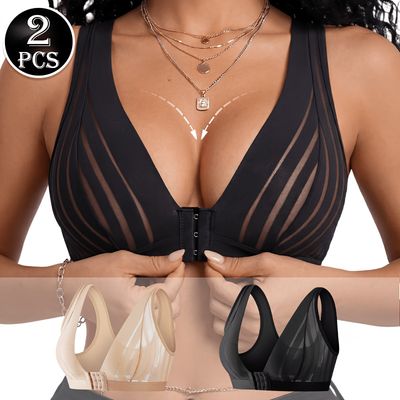 2 Pack Front Closure Sports Bras for Women
