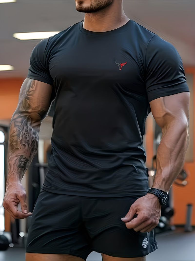 Men's Heavyweight Bull Print Muscle T-Shirt - Suitable
