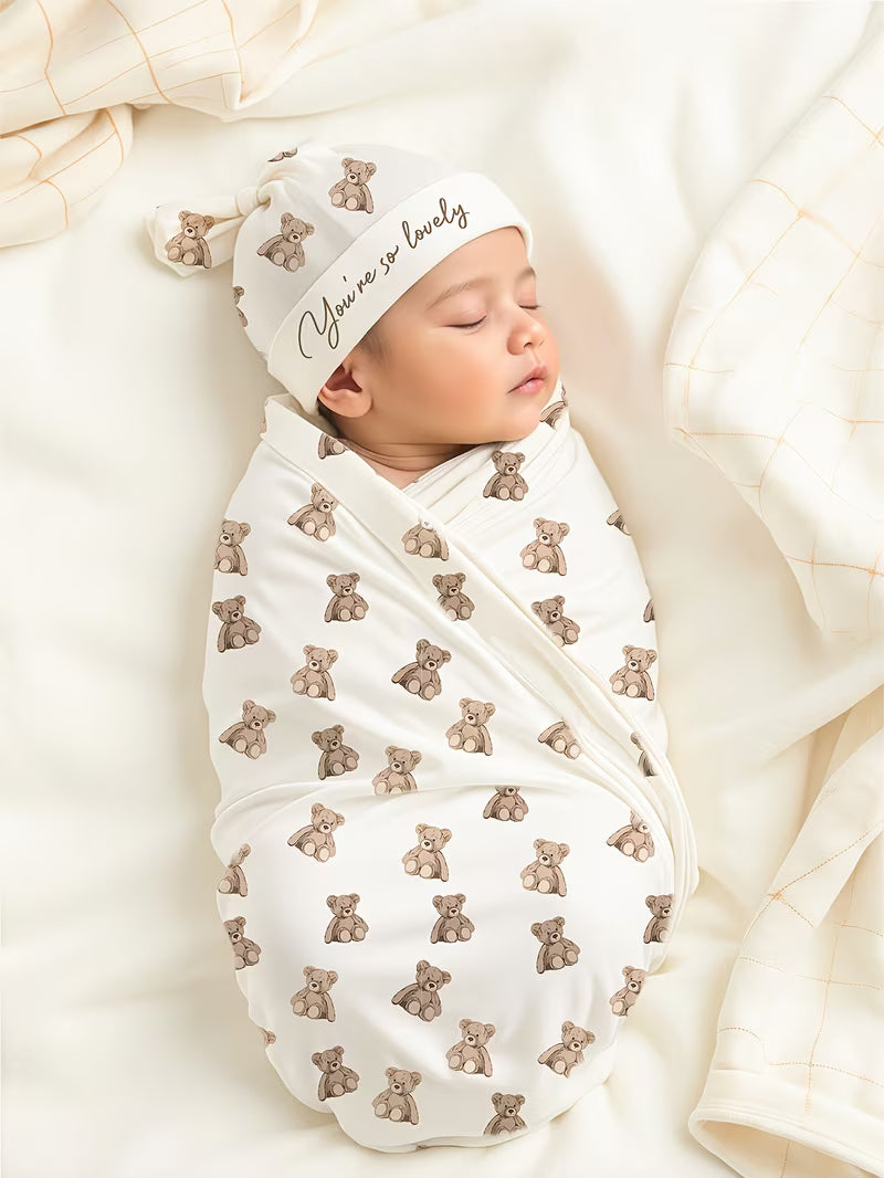 Newborn Photography Props Baby Swaddle Blanket And Hat
