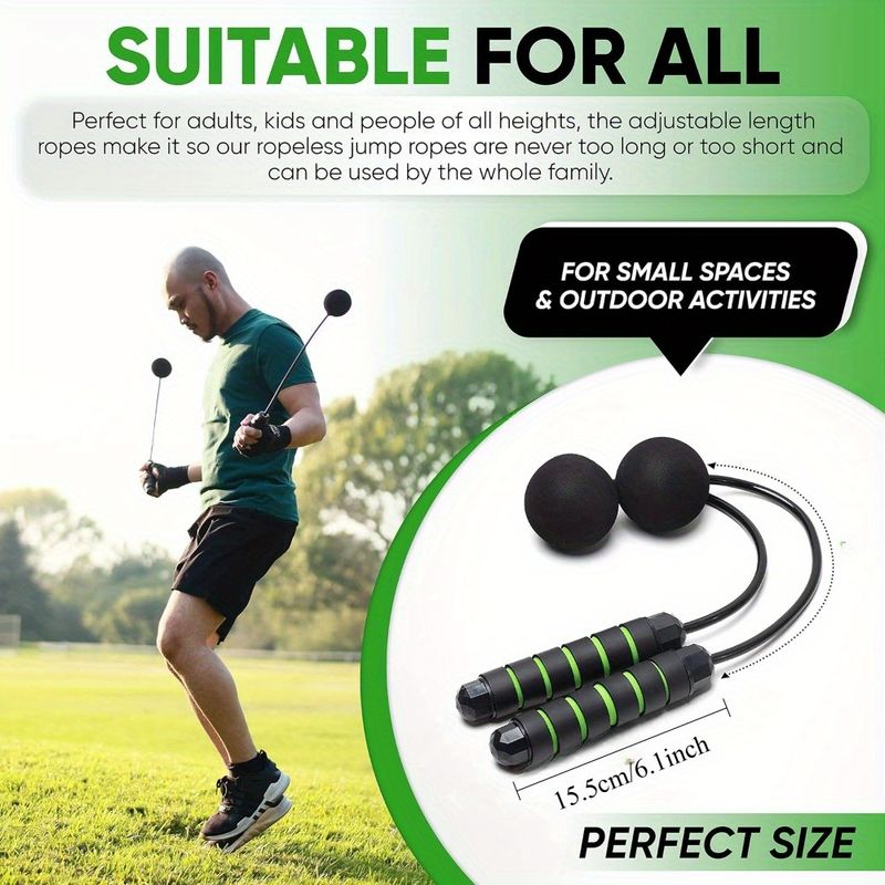 Weighted Cordless Jump Rope - Adjustable Length Ropes