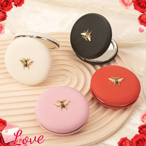1Pc Golden Glitter Leather Inlaid Little Bee 7CM