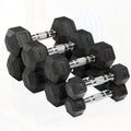 LocalPremium Rubber Hex Dumbbells with Chrome Handles