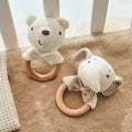 Beige Crochet Elephant Rattle | Baby Handheld Bow Tie