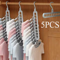 5pcs Foldable 9-Hole Closet Hangers - Space-Saving