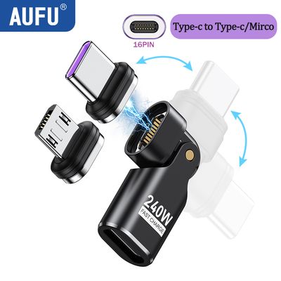 AUFU 16Pin USB C to Type C Magnetic OTG Adapter PD