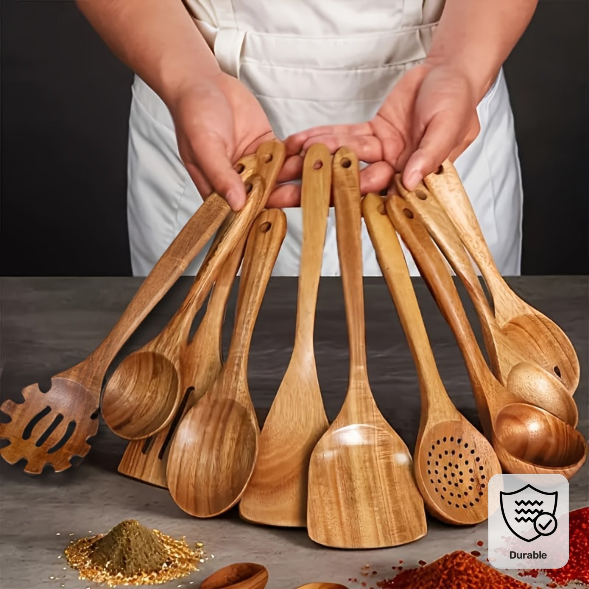 10/6/4pcs Natural Teak Cooking Utensil